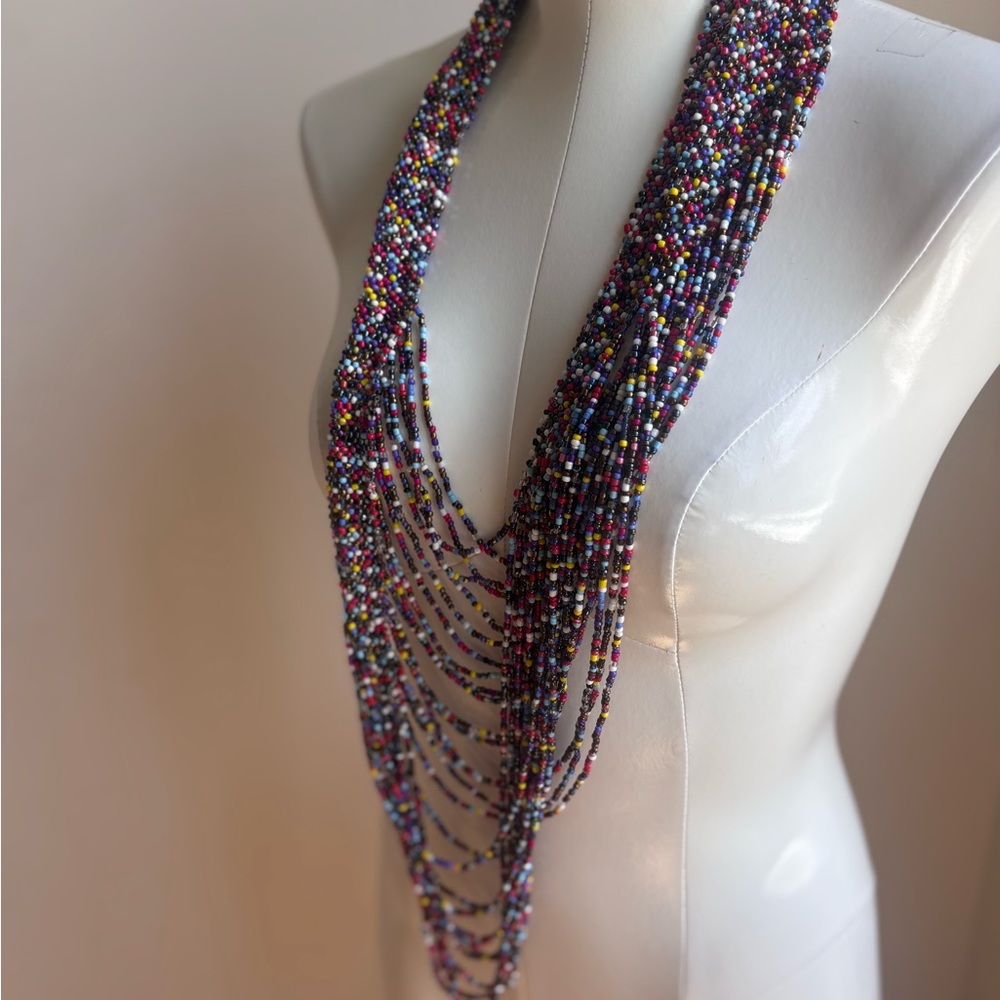Tiered boho Multicolor Beaded Necklace - Picture 3 of 7